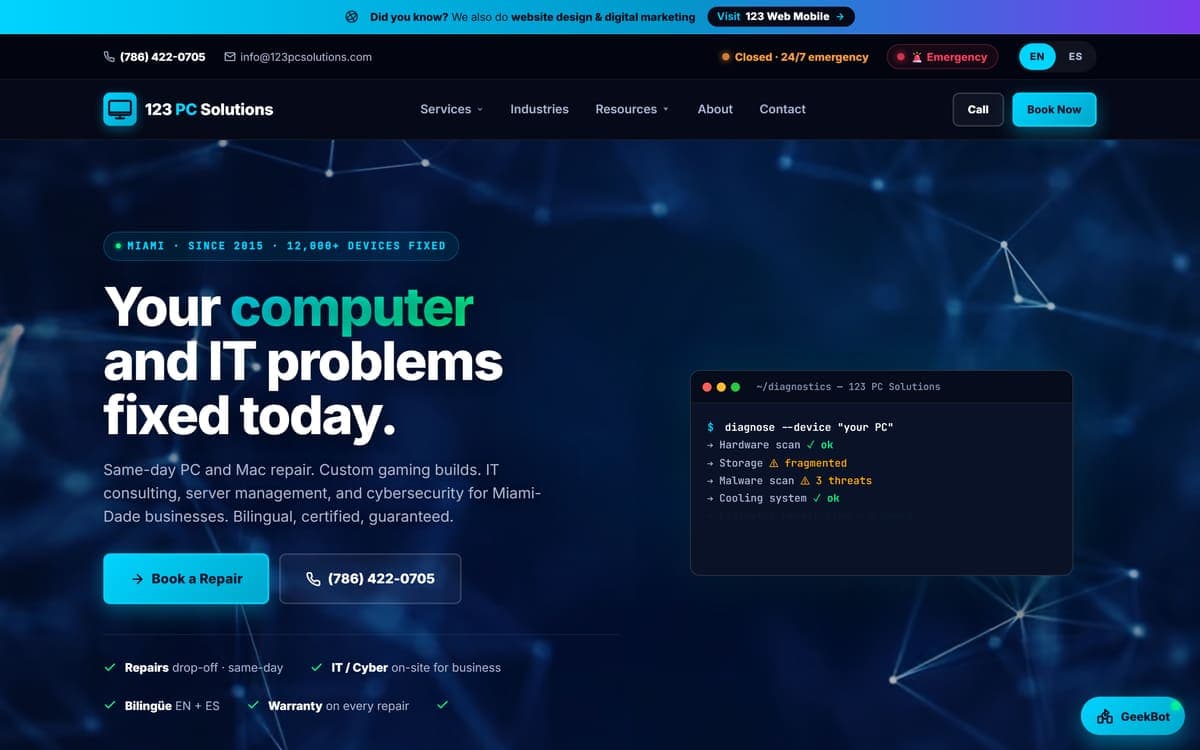 123 PC Solutions website