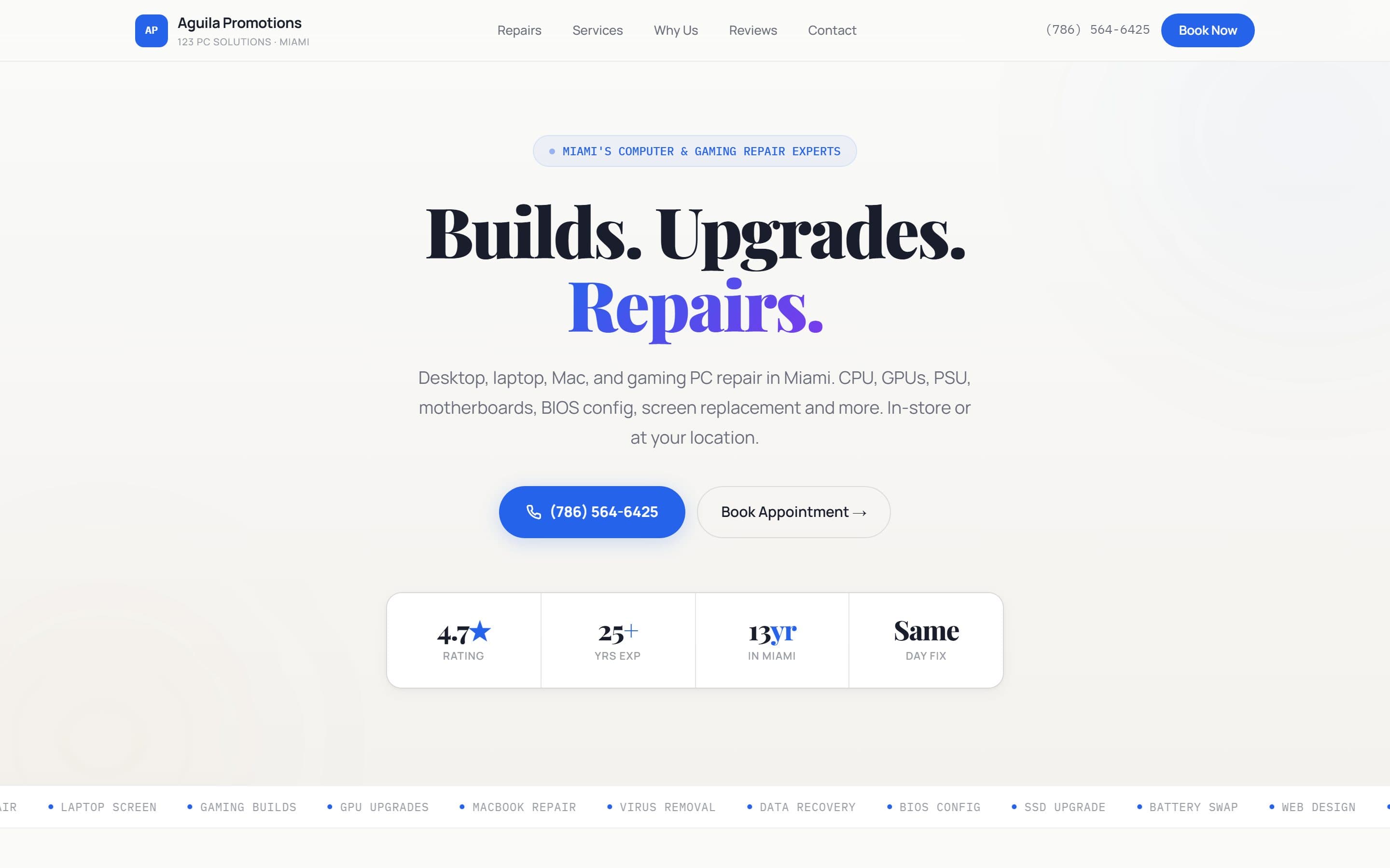 Aguila Repair website
