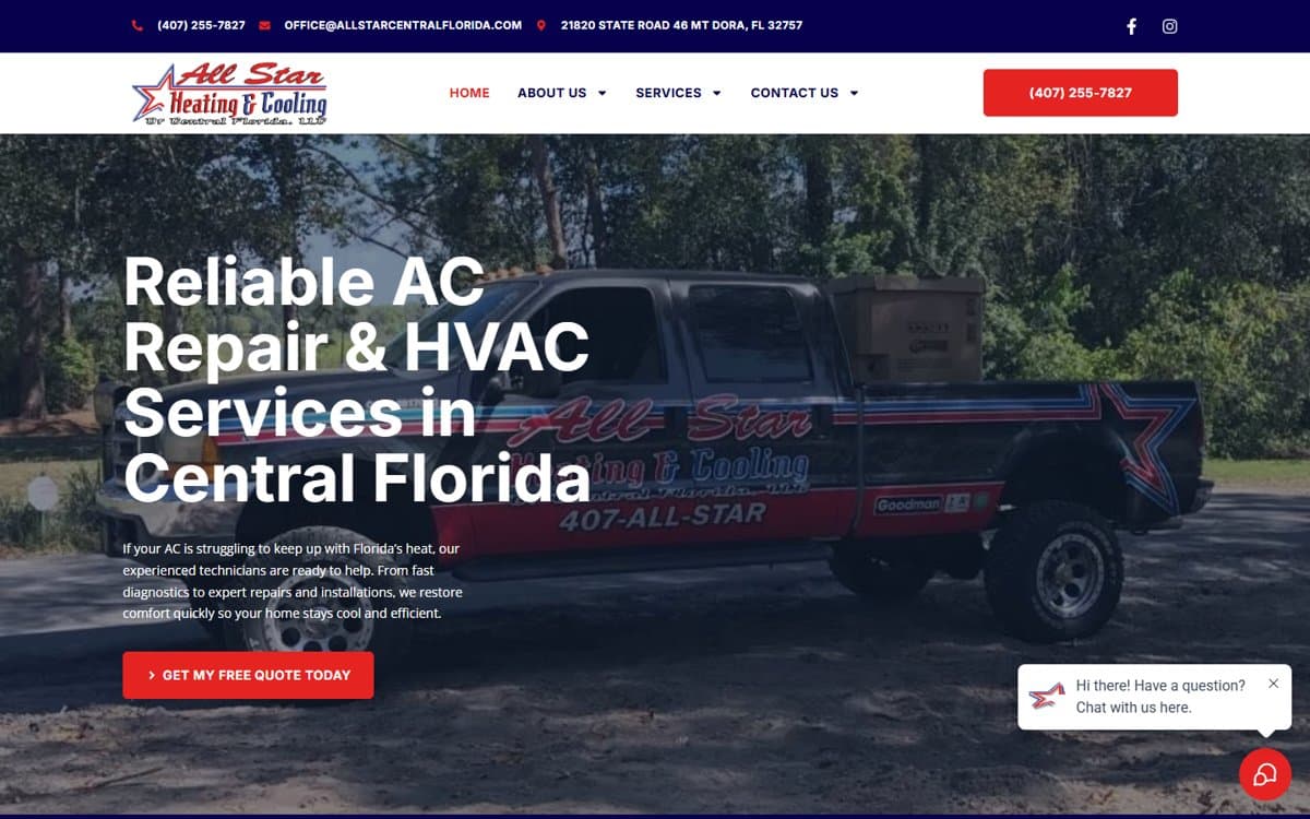 All Star Heating & Cooling website