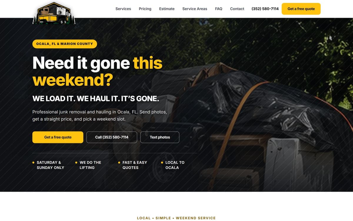 Brick City Junk Removal website