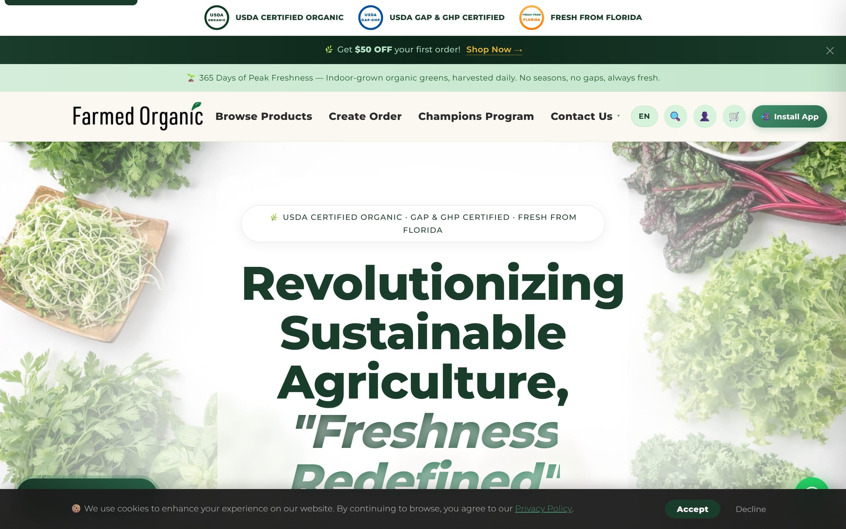 Farmed Organic website