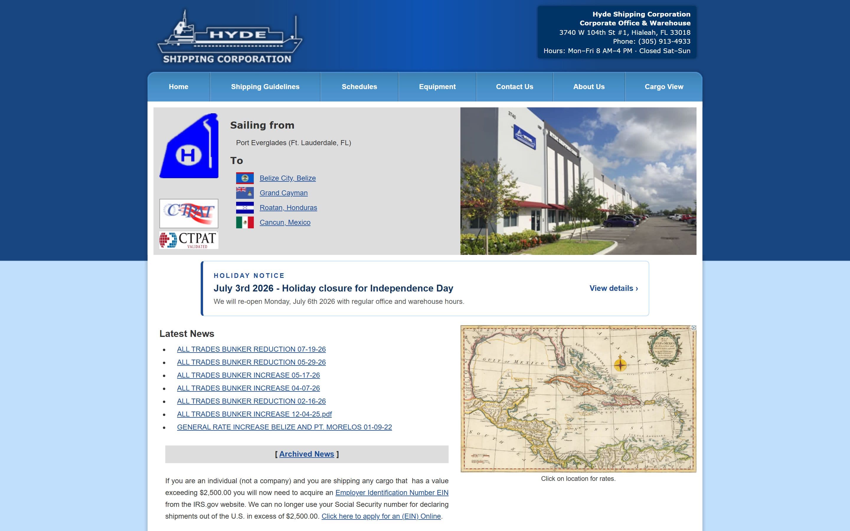 Hyde Shipping website