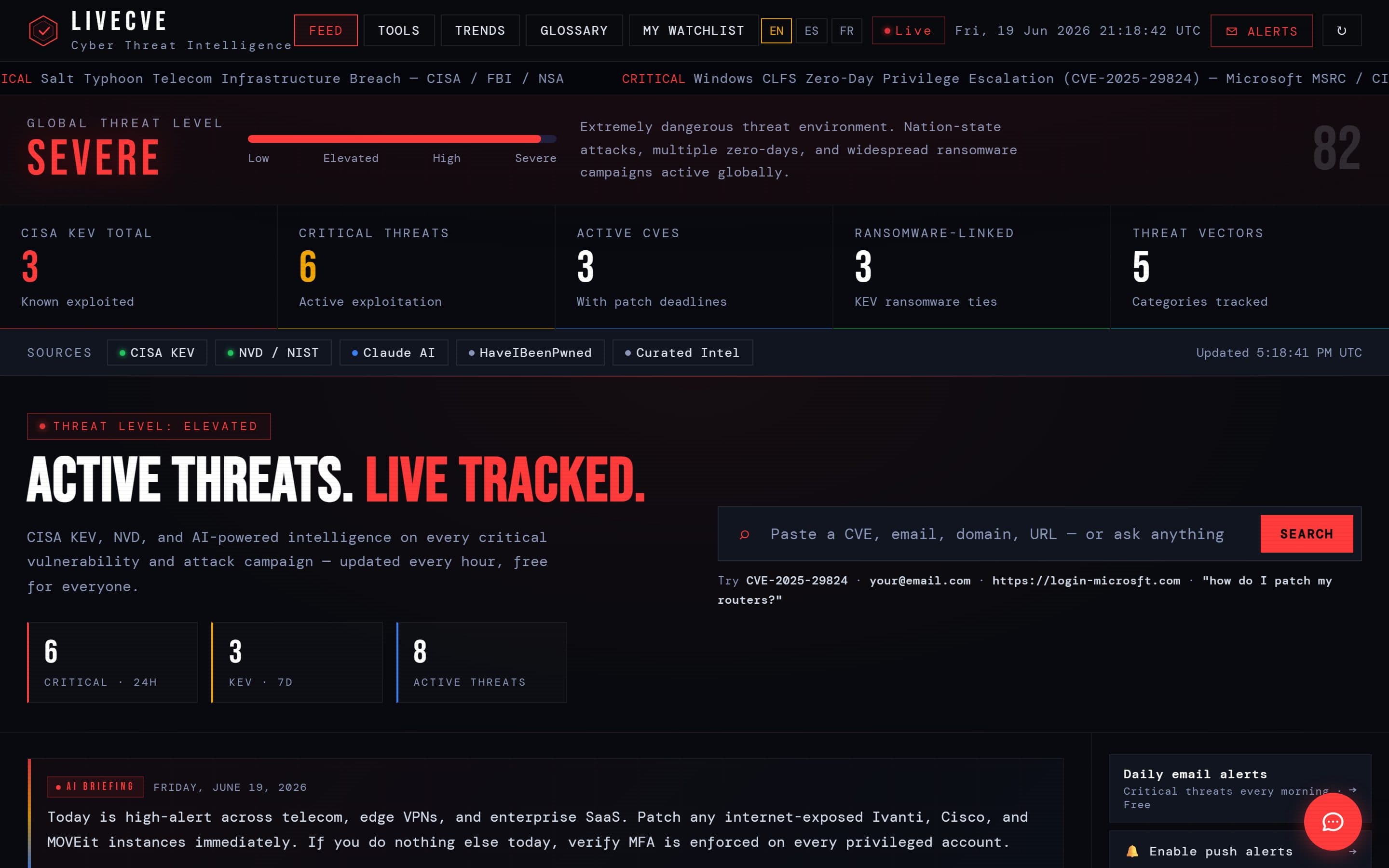 LiveCVE website