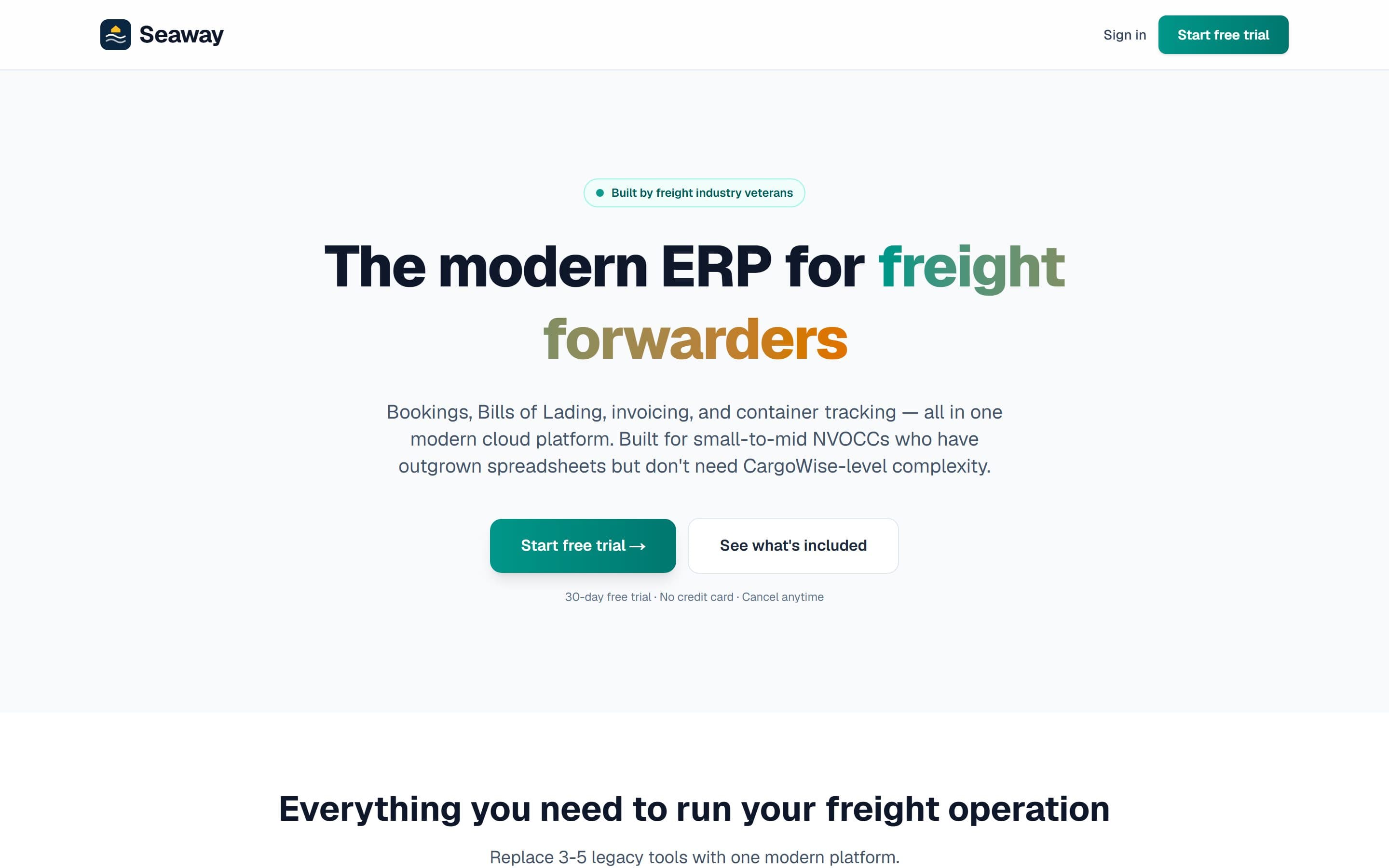 Seaway ERP website