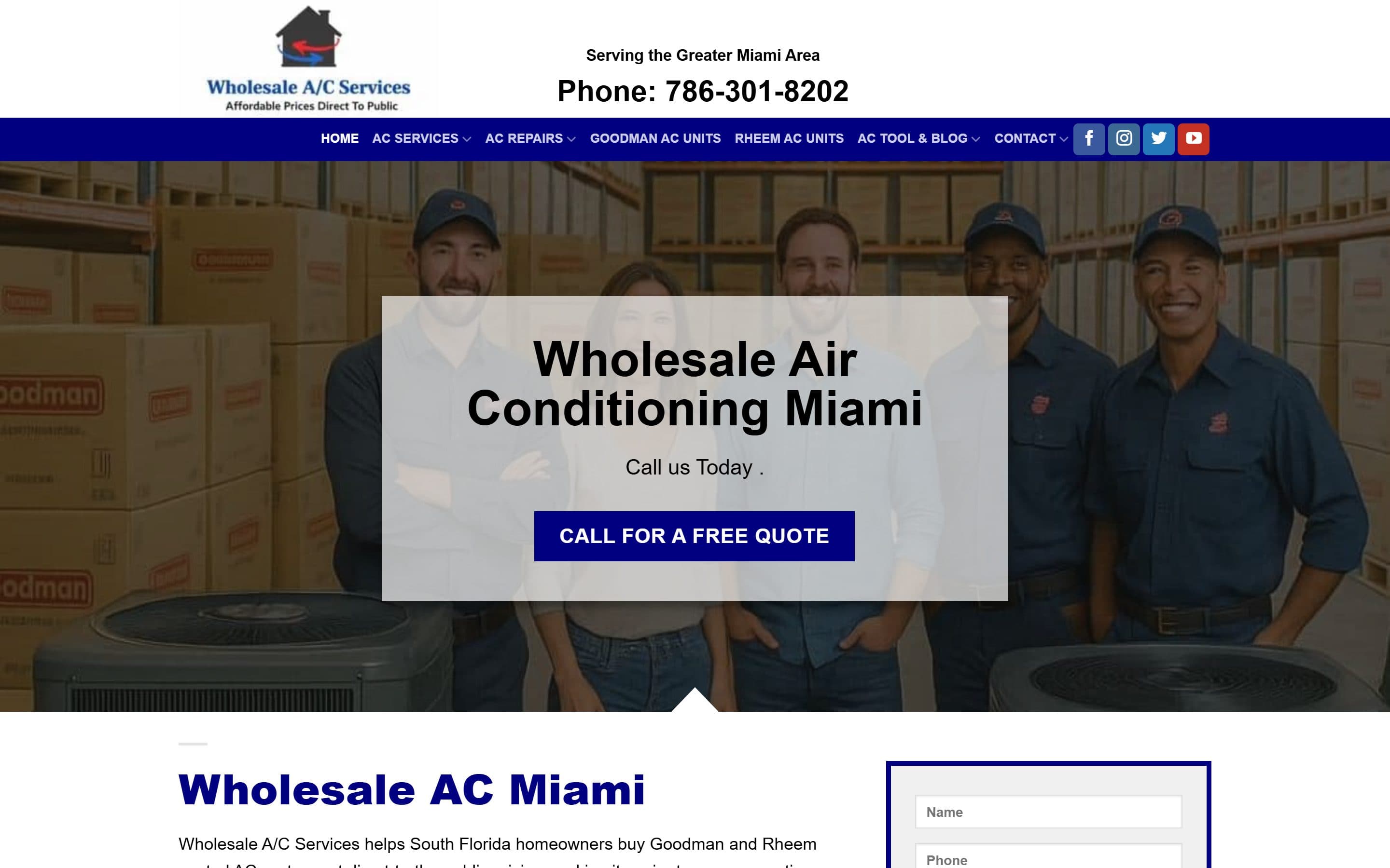 Wholesale A/C Services website